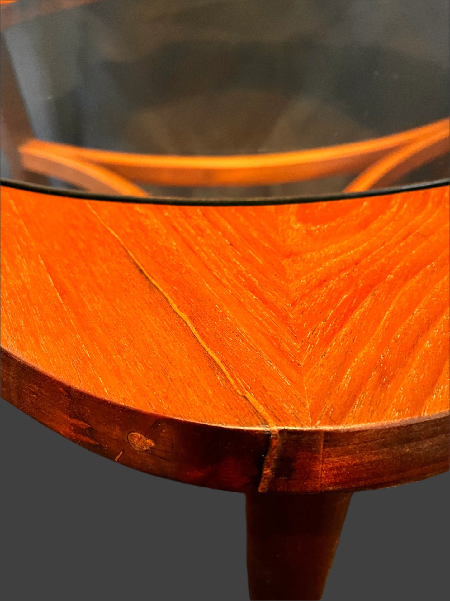 Vintage “Astro” Nathan triangular shaped teak and glass coffee table