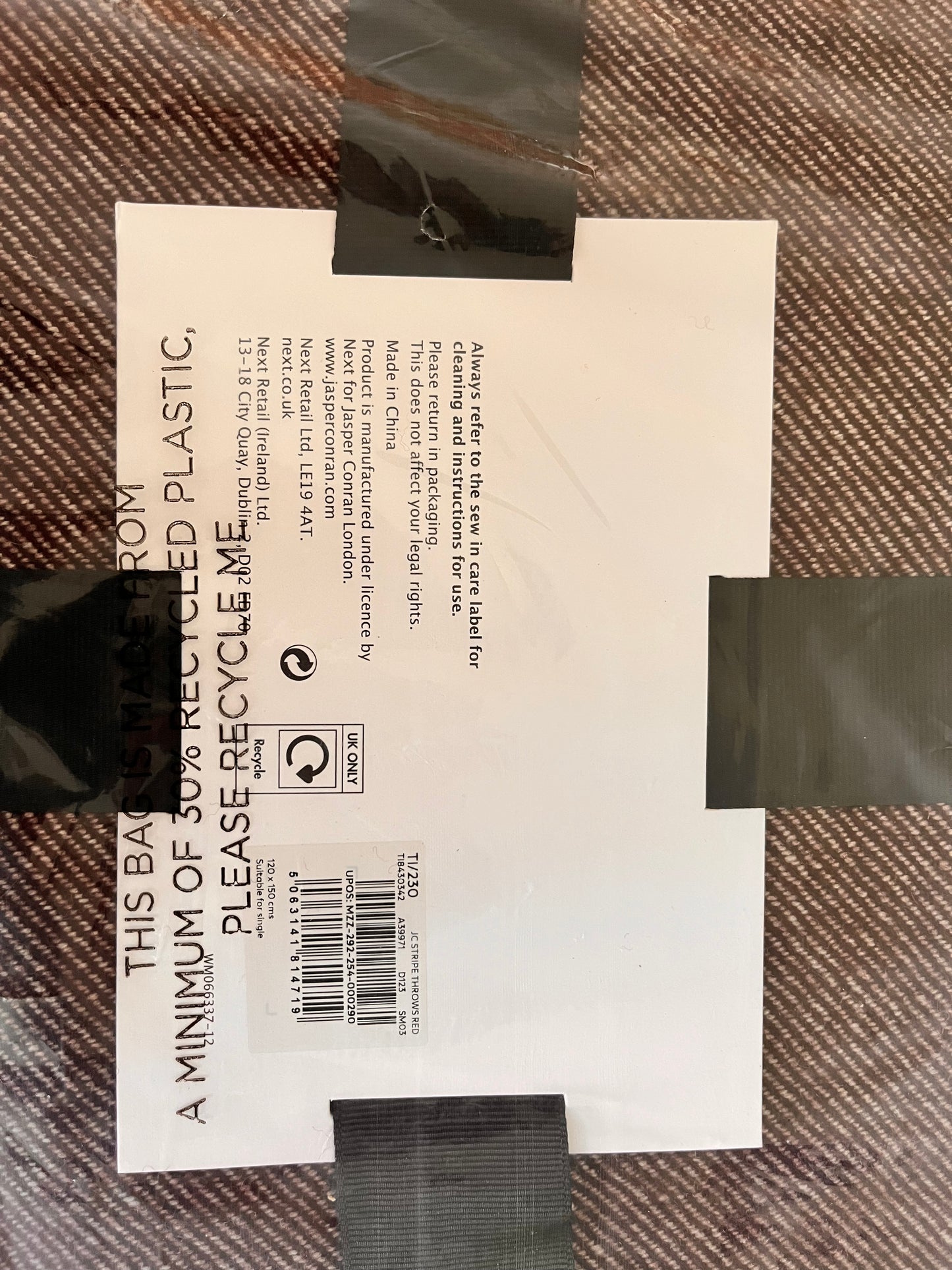 Jasper Conran Lambswool stripe throw (New)