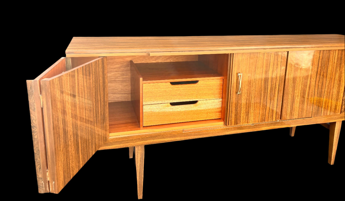 Vintage Mid Century Beautility Cocktail Bar With Clever Concealed Central Pop Out Drink Bar & Server.