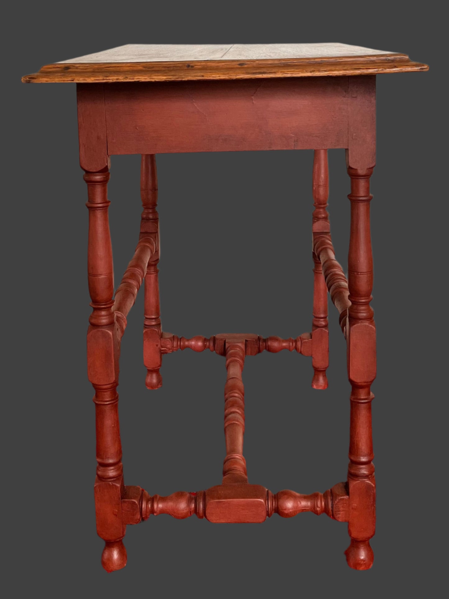 Antique oak side/console table with painted legs