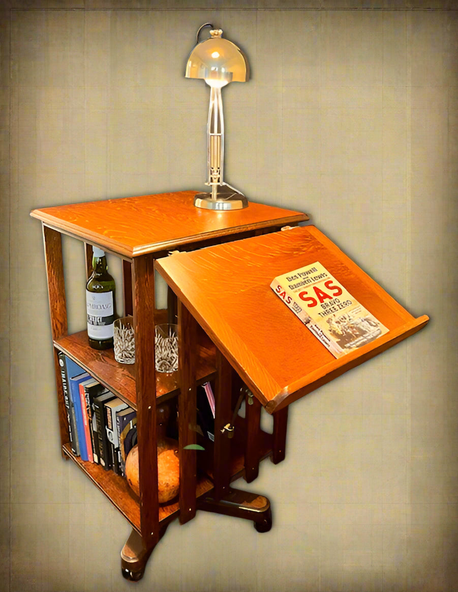 Antique oak revolving bookcase