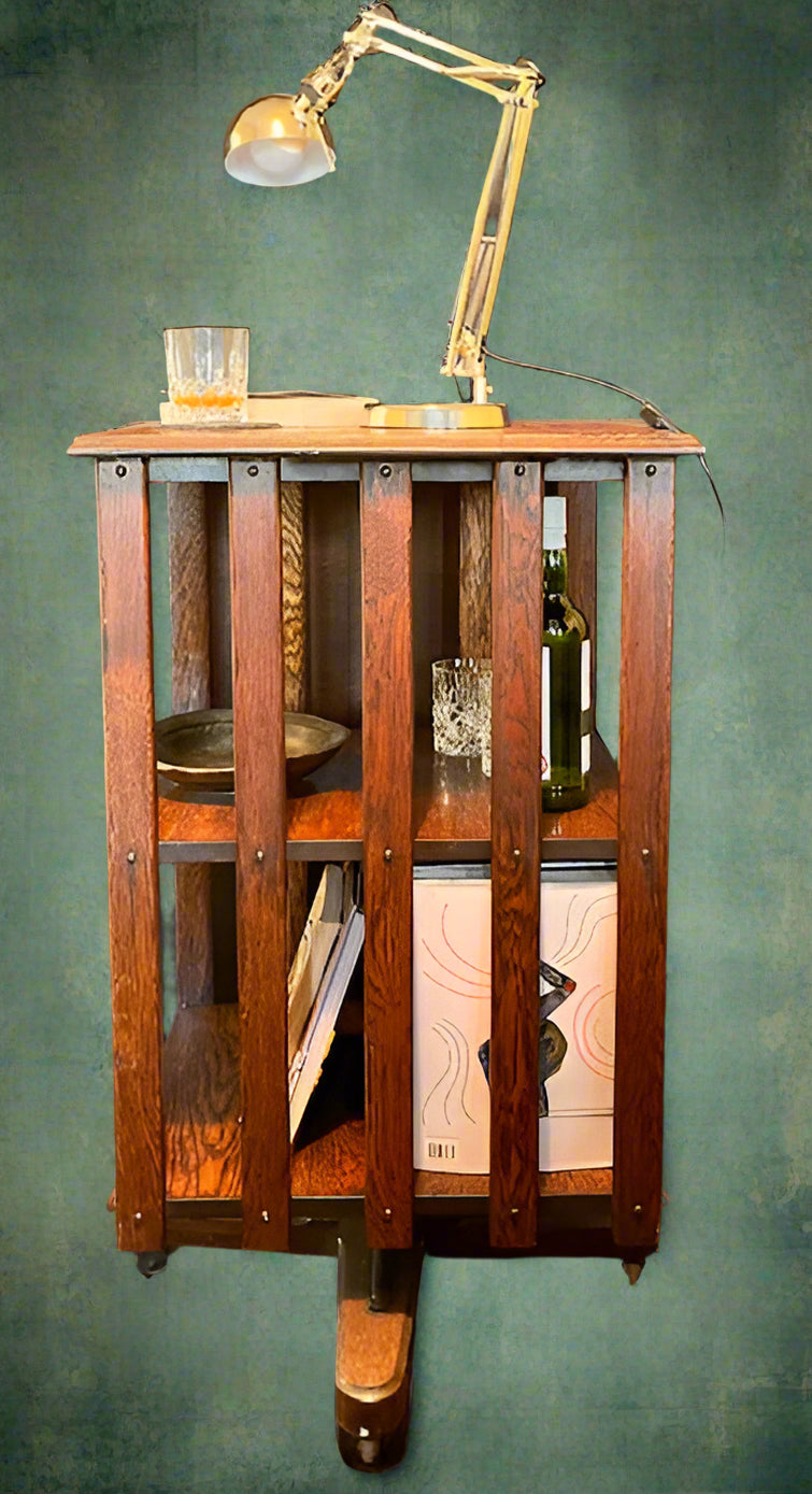 Antique oak revolving bookcase