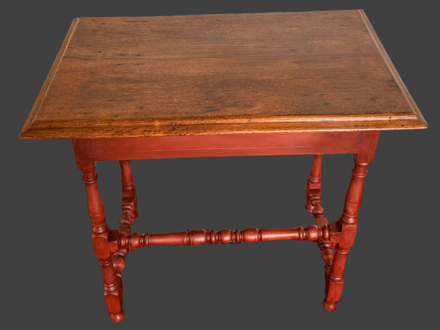 Antique oak side/console table with painted legs