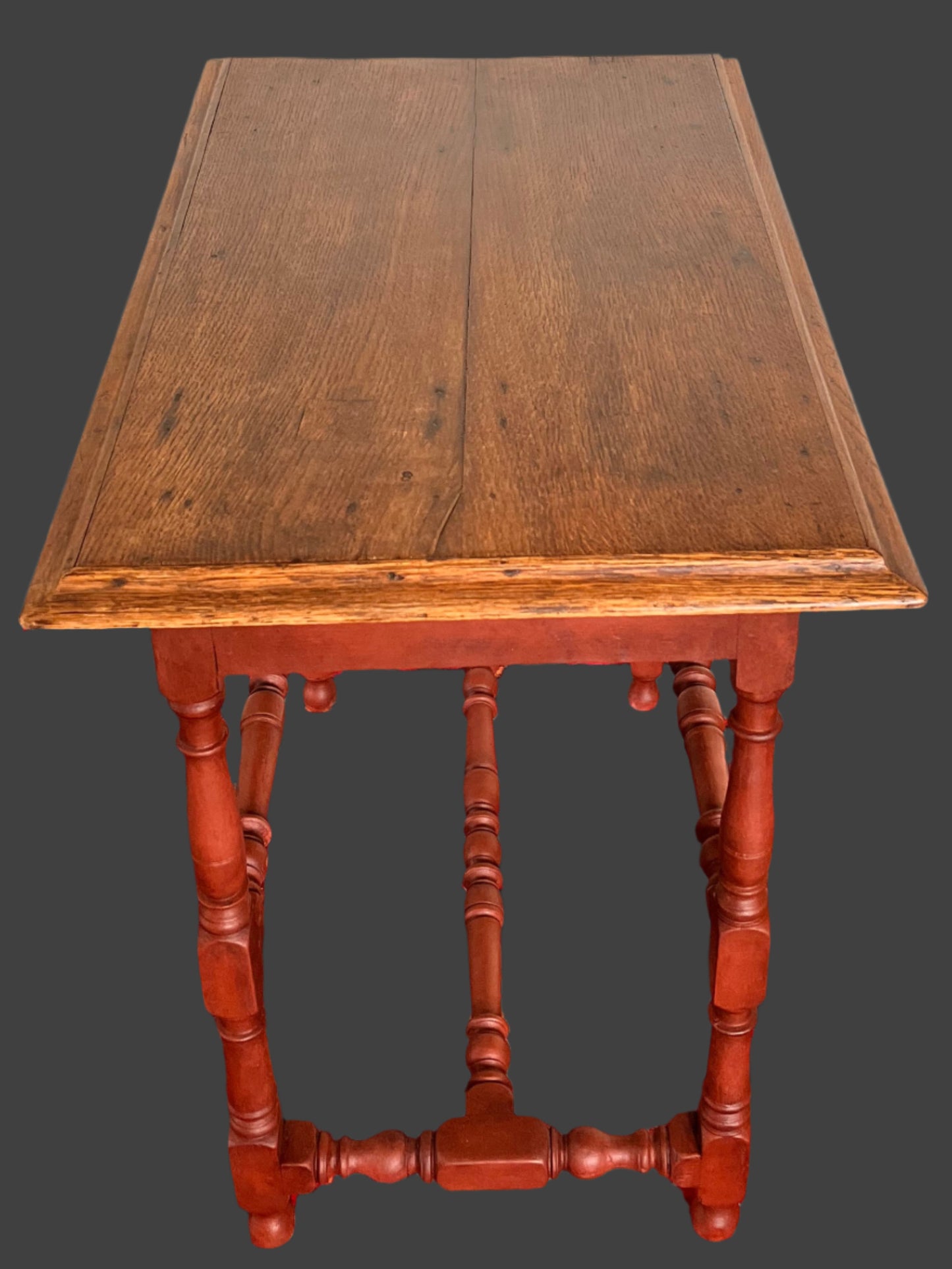 Antique oak side/console table with painted legs