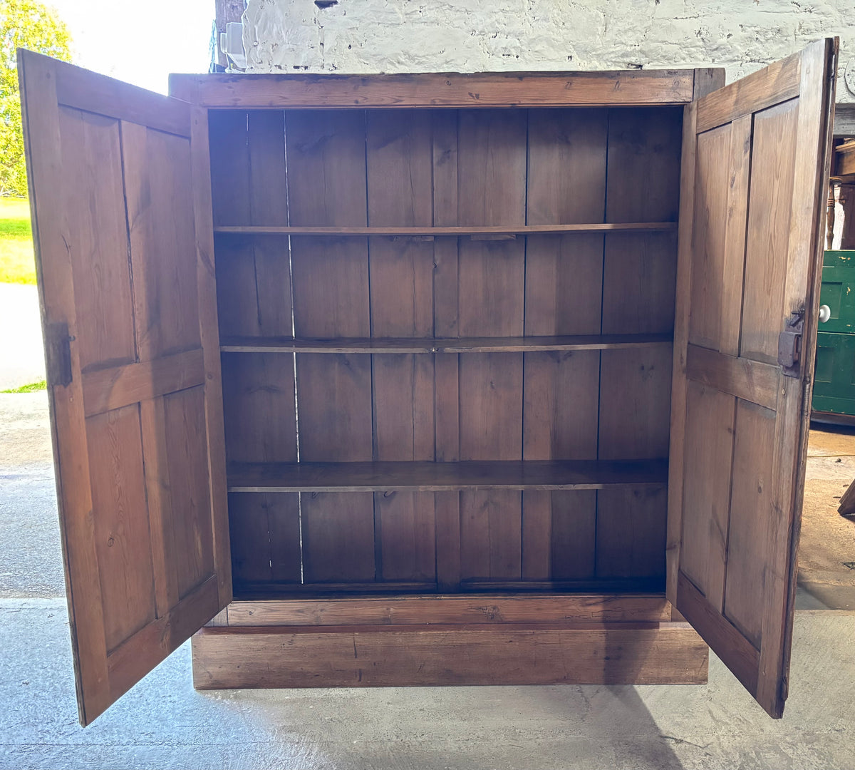 Antique Victorian Pine School Cupboard - Rare Shallow Depth - Slim Larder / Hallway Storage