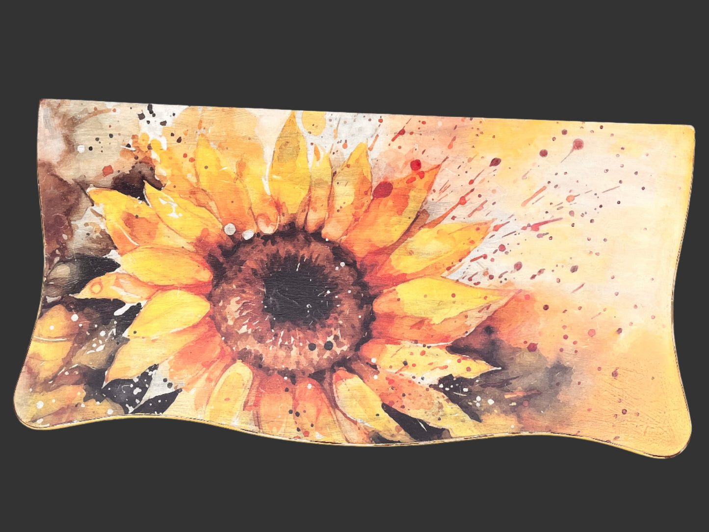 Antique Yellow Console Table with Cabriole Legs and Sunflower Top