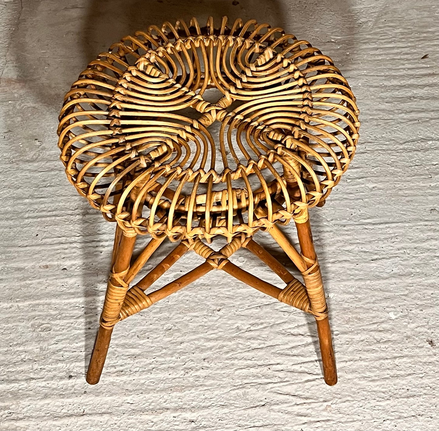 Mid Century Italian Bamboo Stool By Franco Albini