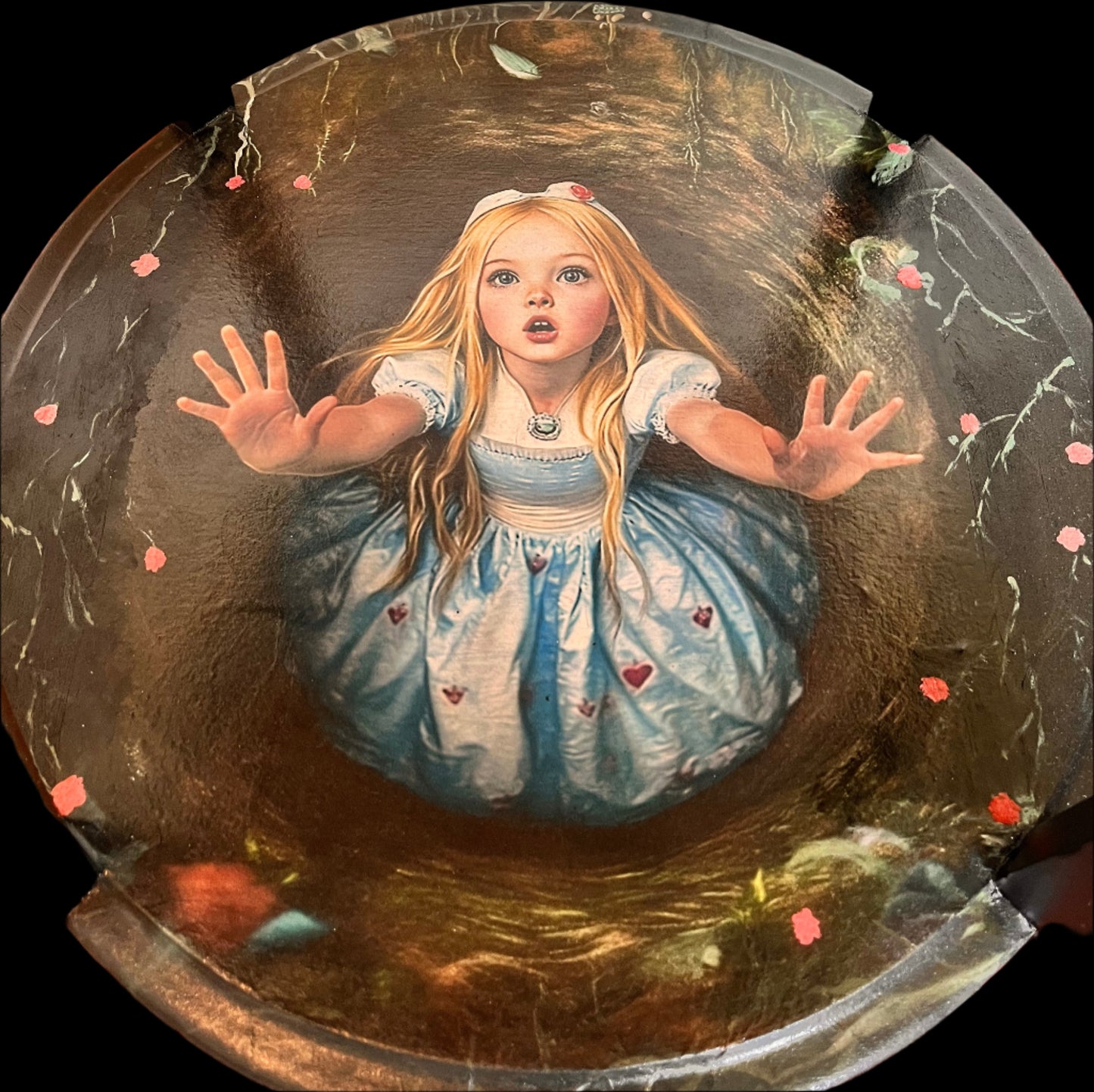 Side table with Alice in Wonderland decoupage