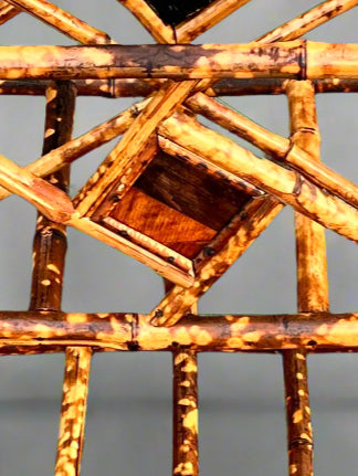 Vintage Bamboo Magazine Rack with Japanesque Lacquer Finish, early 1900's unique towel rack