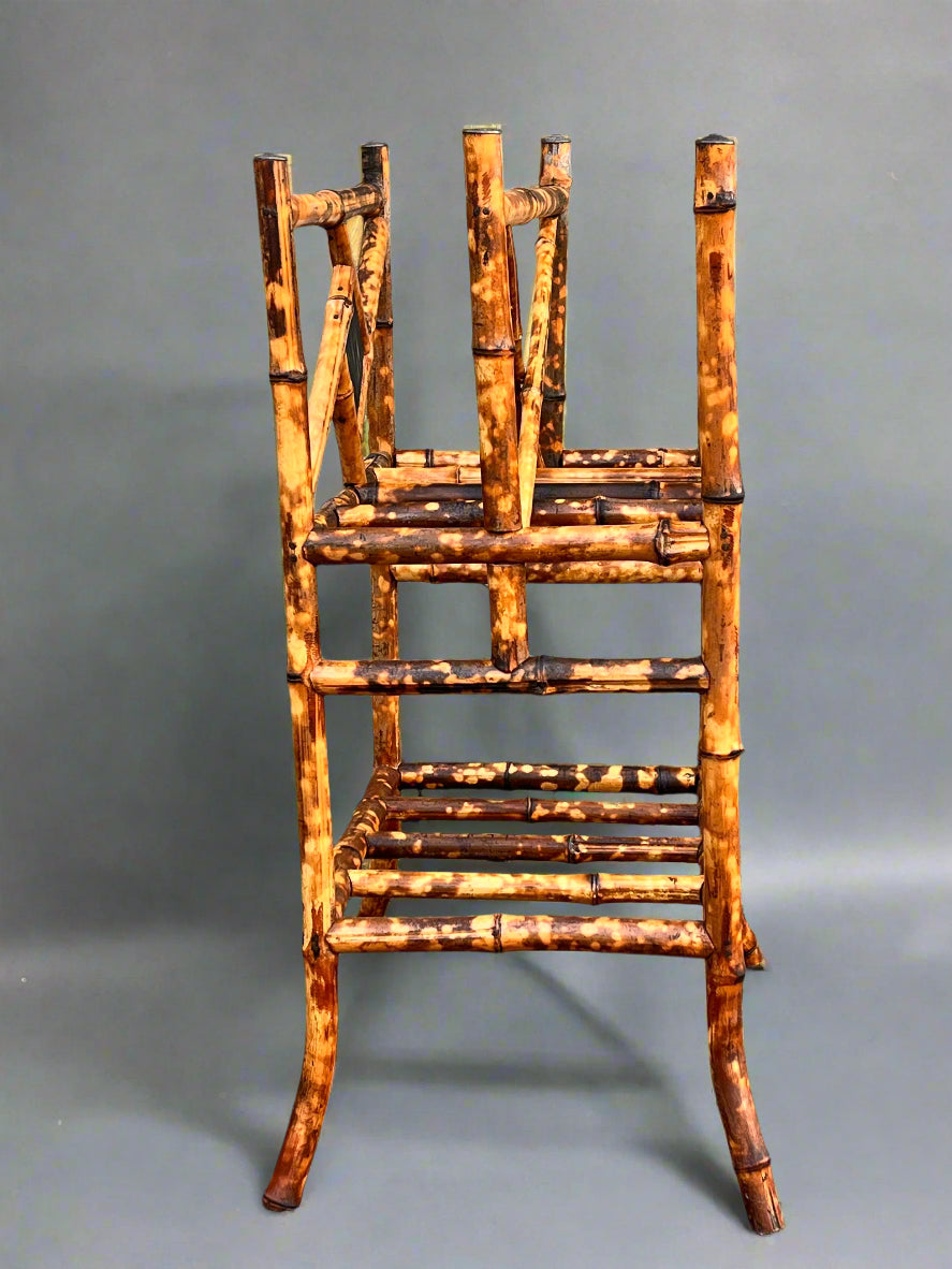 Vintage Bamboo Magazine Rack with Japanesque Lacquer Finish, early 1900's unique towel rack