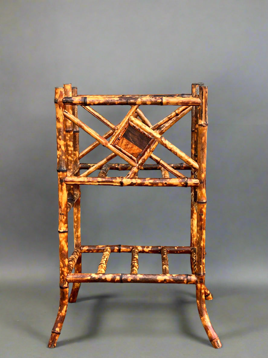 Vintage Bamboo Magazine Rack with Japanesque Lacquer Finish, early 1900's unique towel rack