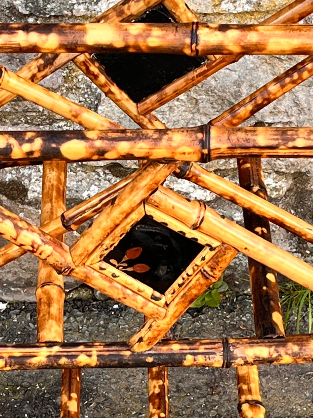 Vintage Bamboo Magazine Rack with Japanesque Lacquer Finish, early 1900's unique towel rack
