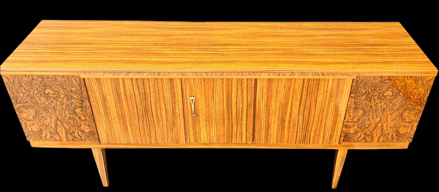 Vintage Mid Century Beautility Cocktail Bar With Clever Concealed Central Pop Out Drink Bar & Server.