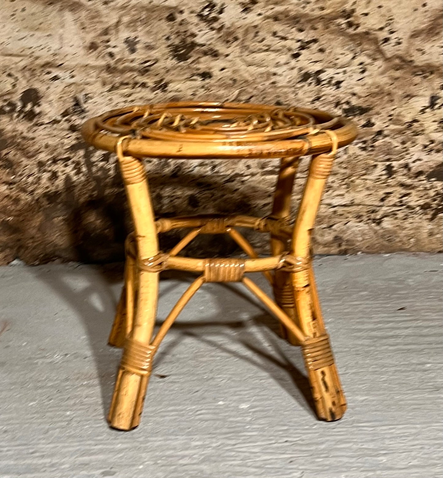 Vintage Rattan Stool/Side Table