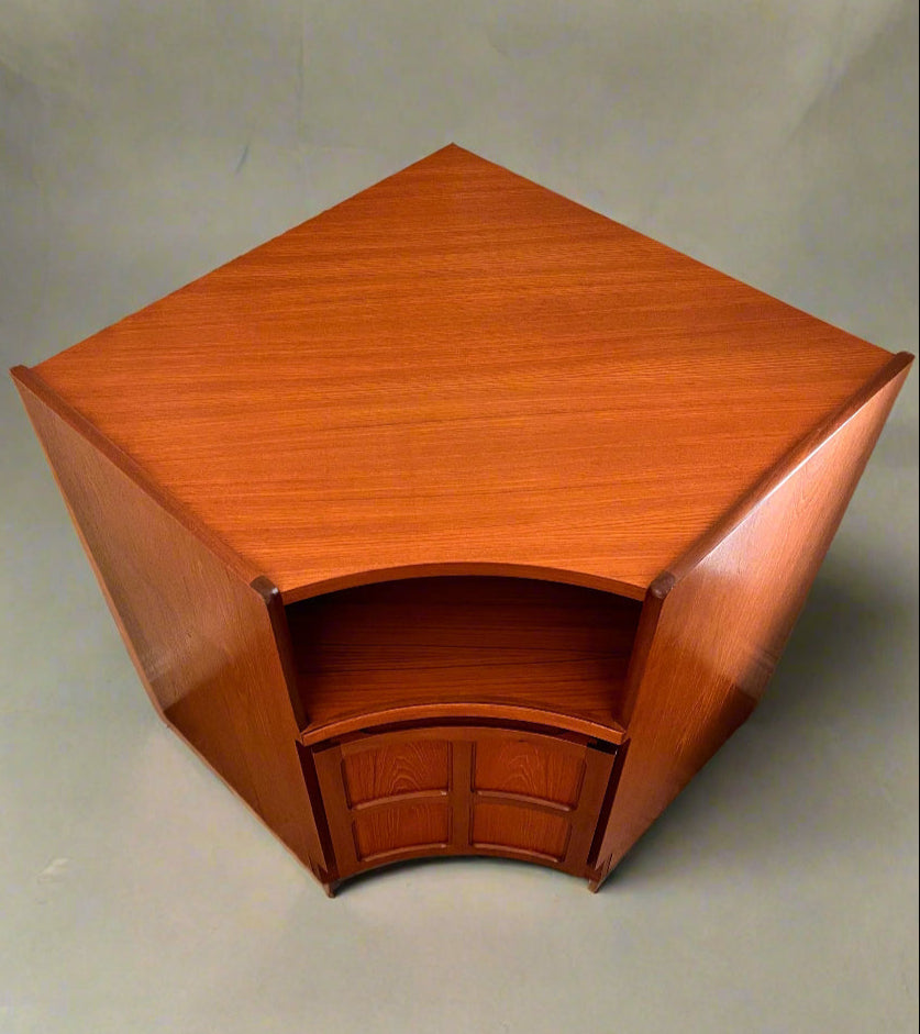 Vintage Teak Nathan Squares Corner Cabinet