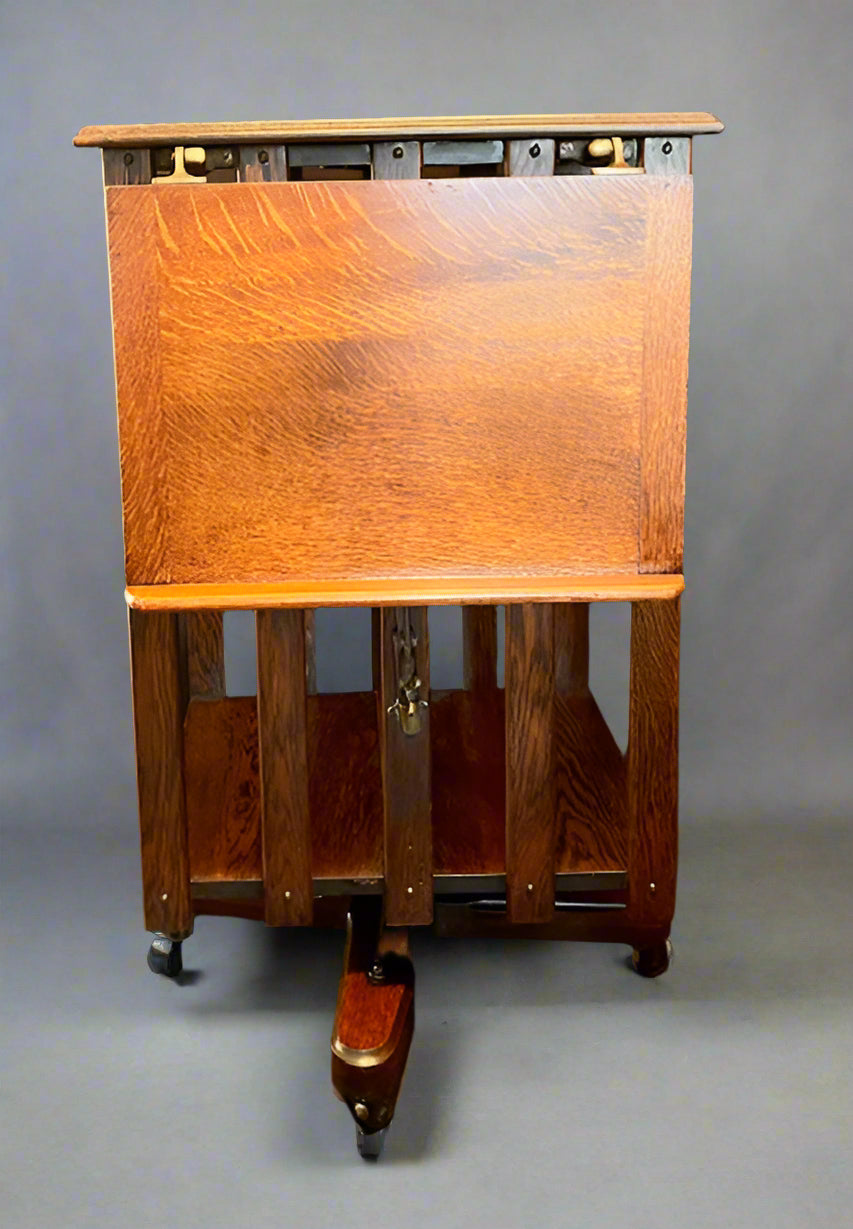 Antique oak revolving bookcase