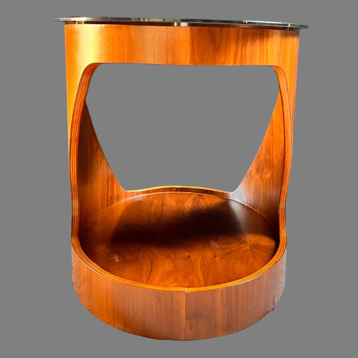 Walnut oval lamp table