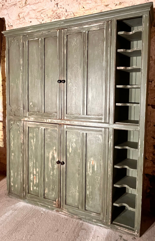 A Large Rustic Antique Pine Kitchen Larder Unit Cabinet Dresser Cupboard