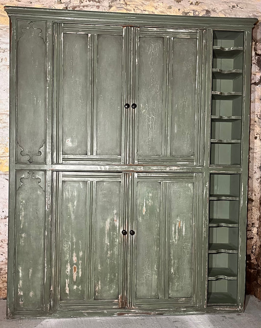 A Large Rustic Antique Pine Kitchen Larder Unit Cabinet Dresser Cupboard
