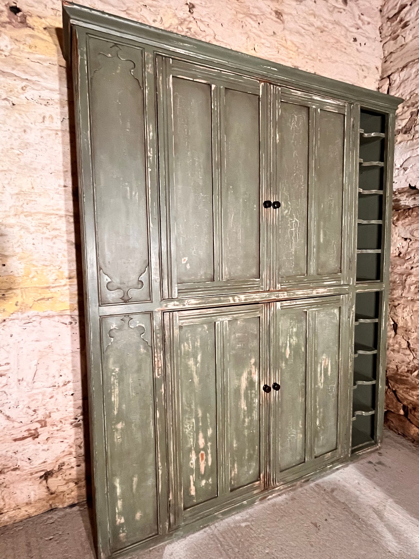 A Large Rustic Antique Pine Kitchen Larder Unit Cabinet Dresser Cupboard