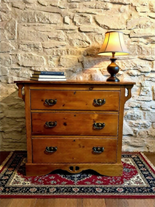 A Small Antique Art Nouveau Pine Chest of Drawers