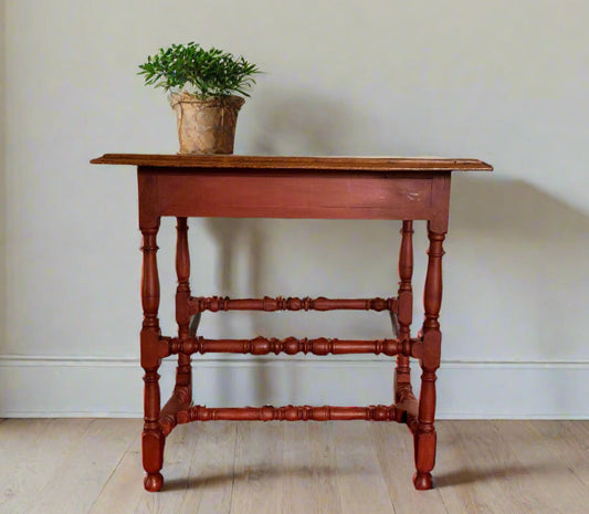 Antique oak side/console table with painted legs