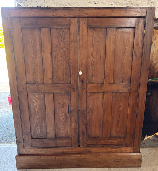 Antique Victorian Pine School Cupboard - Shallow Depth - Slim Larder / Hallway Storage