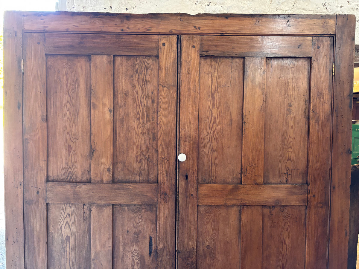 Antique Victorian Pine School Cupboard - Rare Shallow Depth - Slim Larder / Hallway Storage
