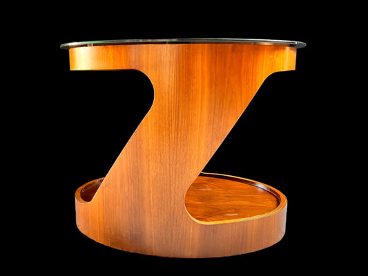 Walnut oval lamp table