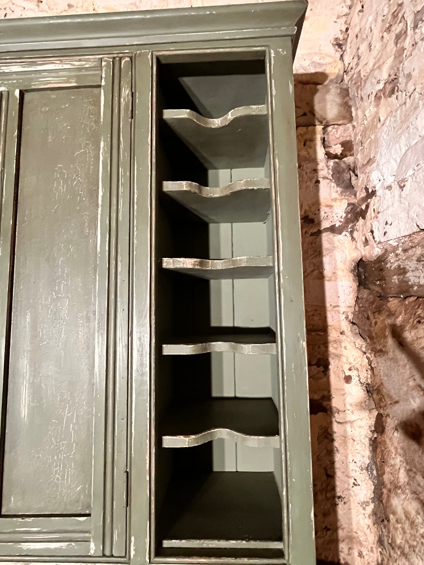 A Large Rustic Antique Pine Kitchen Larder Unit Cabinet Dresser Cupboard