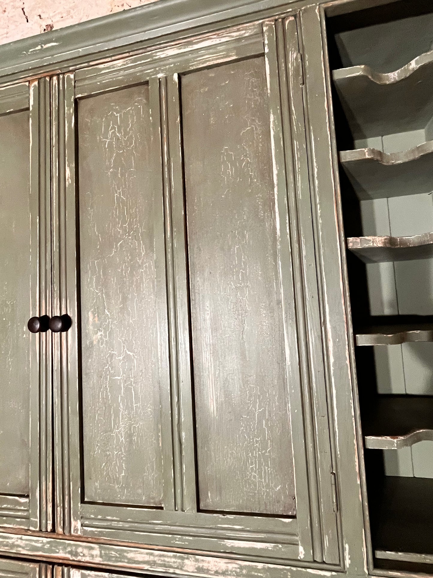A Large Rustic Antique Pine Kitchen Larder Unit Cabinet Dresser Cupboard