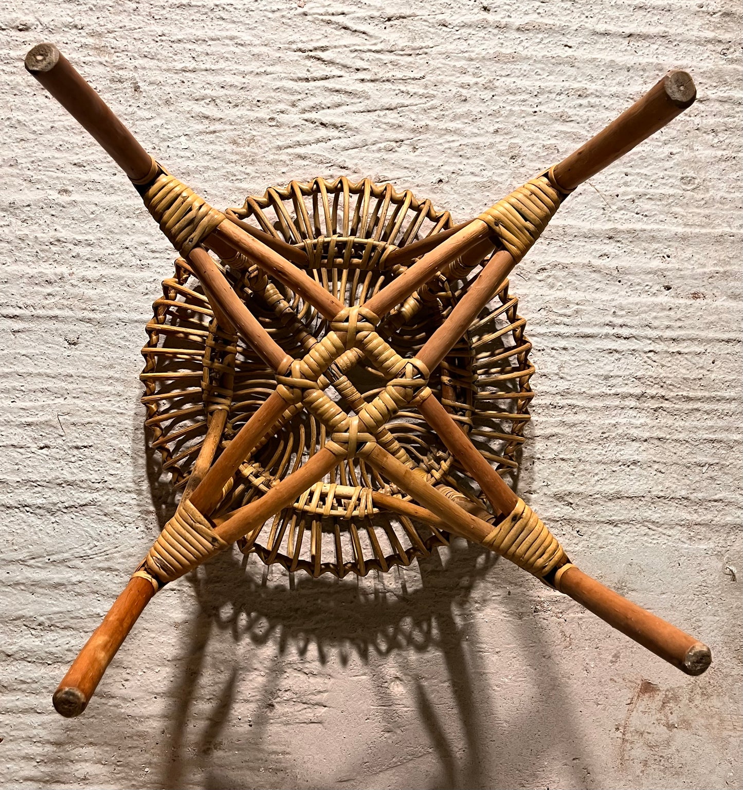Mid Century Italian Bamboo Stool By Franco Albini