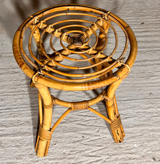 Vintage Rattan Stool/Side Table