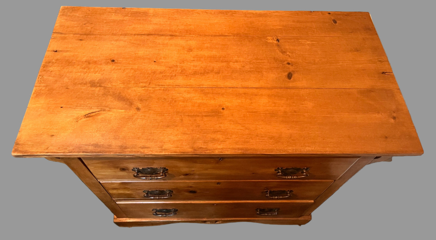 A Small Antique Art Nouveau Pine Chest of Drawers