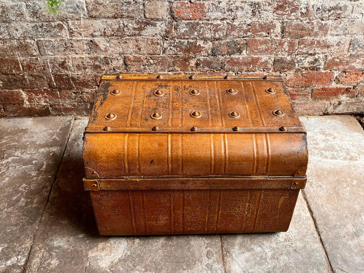 Vintage Metal Trunk Vintage 1930s Coffee Table Toy Box Chest