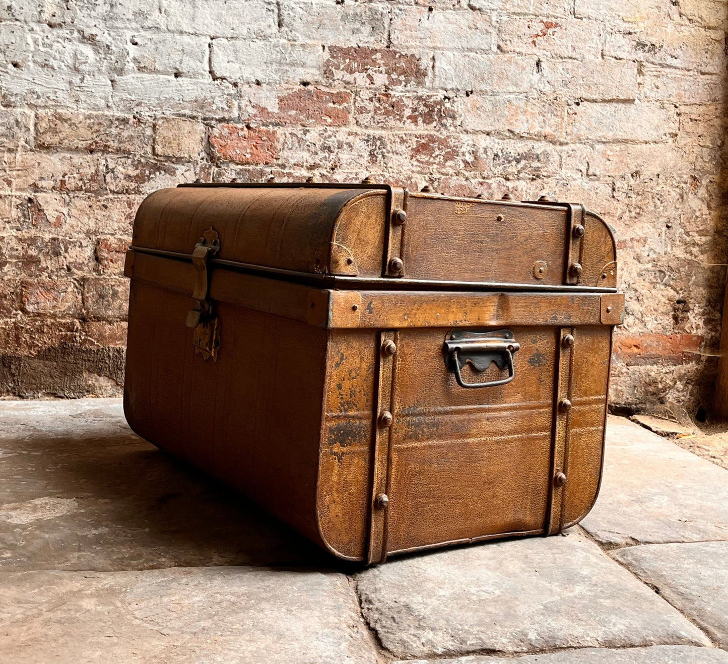 Vintage Metal Trunk Vintage 1930s Coffee Table Toy Box Chest