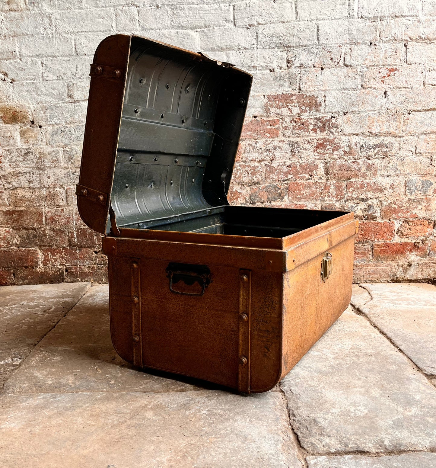 Vintage Metal Trunk Vintage 1930s Coffee Table Toy Box Chest