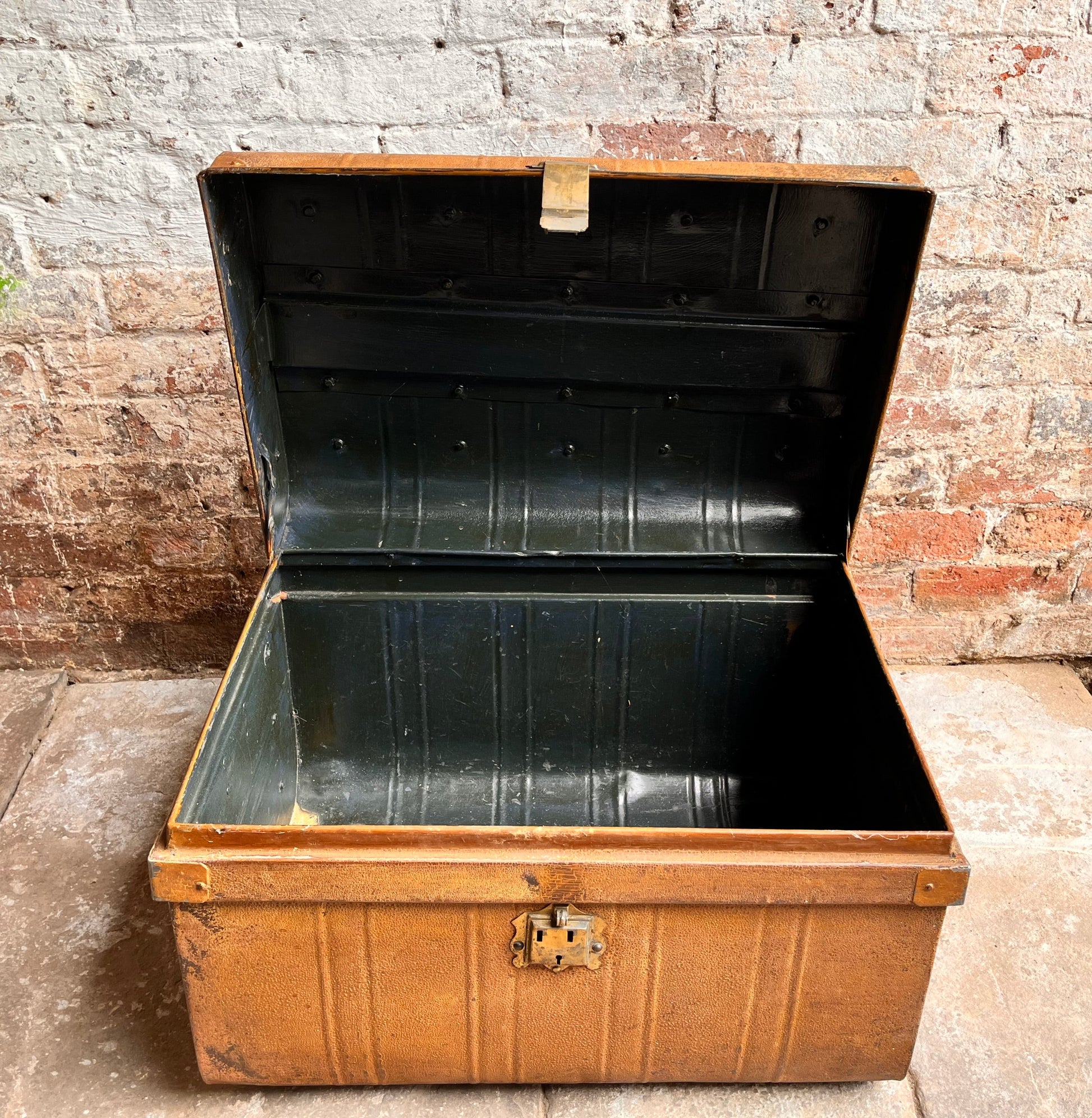 Vintage Metal Trunk Vintage 1930s Coffee Table Toy Box Chest
