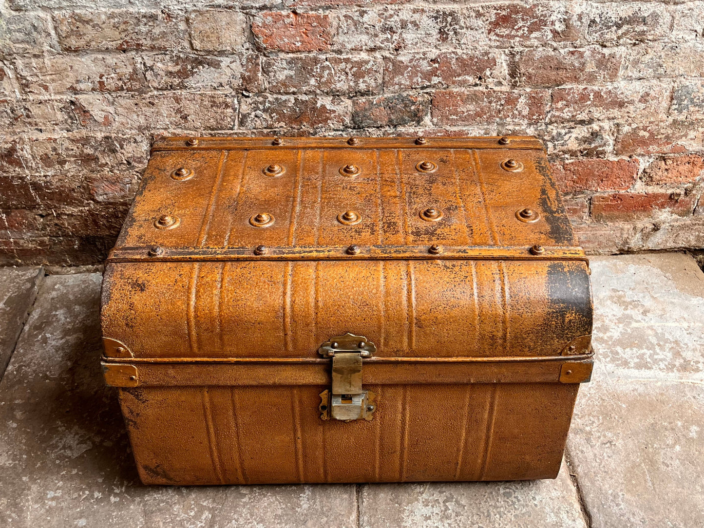 Vintage Metal Trunk Vintage 1930s Coffee Table Toy Box Chest