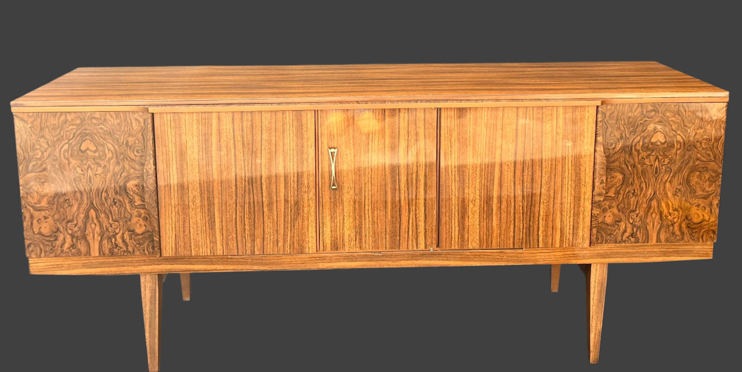 Vintage Mid Century Beautility Cocktail Bar With Clever Concealed Central Pop Out Drink Bar & Server.