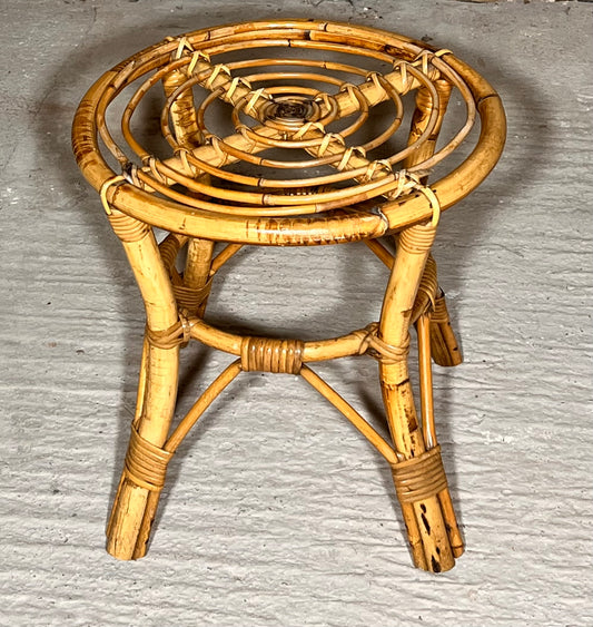 Vintage Rattan Stool/Side Table